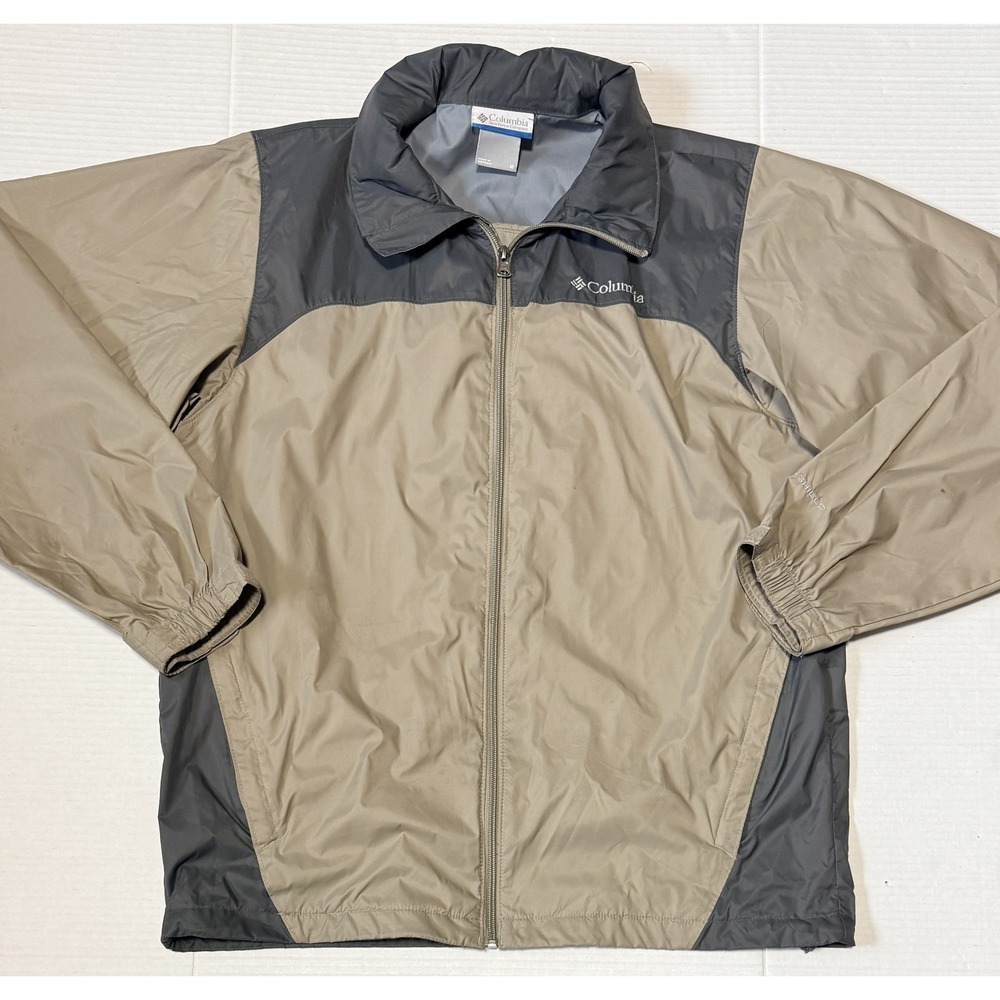 COLUMBIA Omni-Shield - Men's Beige Nylon Zip Hooded Windbreaker Jacket - Medium